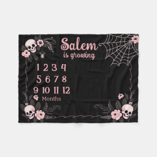 Baby Milestone Blanket with Flowers and Skulls