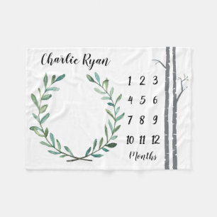 Baby Milestone Blanket Wreath and Birch Trees