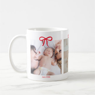 Baby milestones  age 3 photo simple red bows  mug