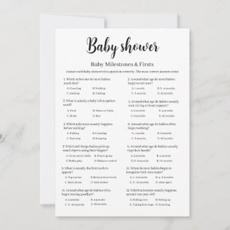 Baby Milestones & Firsts Baby Shower Game, Invitation