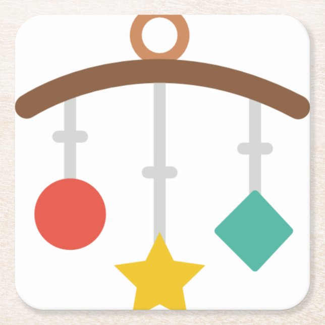 baby mobile square paper coaster (Front)