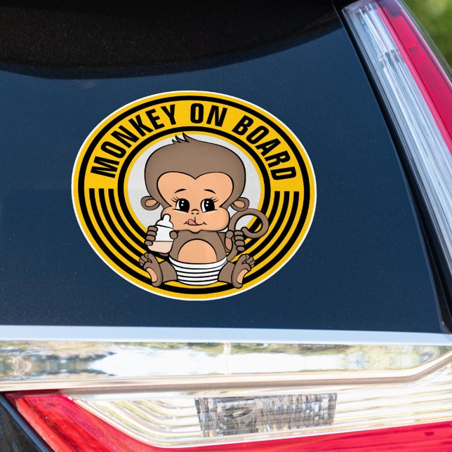 Baby Monkey Baby On Board Car Sticker-Round (Creator Uploaded)