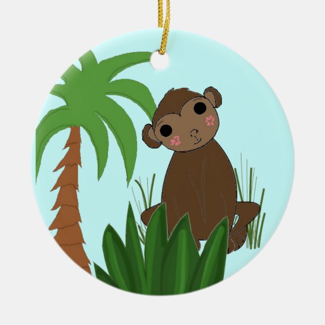 Baby Monkey Ceramic Ornament (Front)