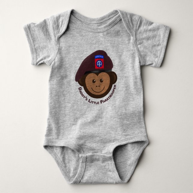 Baby Monkey “Daddy’s Little Paratrooper” Baby Bodysuit (Front)