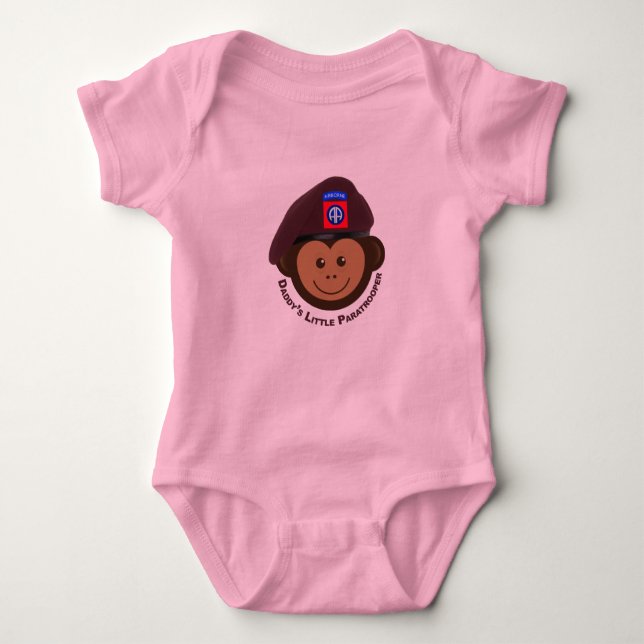 Baby Monkey “Daddy’s Little Paratrooper” Baby Bodysuit (Front)