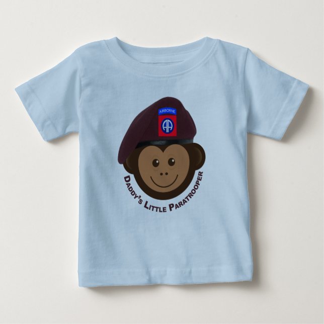 Baby Monkey “Daddy’s Little Paratrooper” T-Shirt (Front)