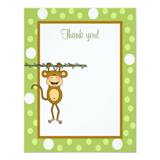 "Baby Monkey" Hanging Around Thank you note Card
