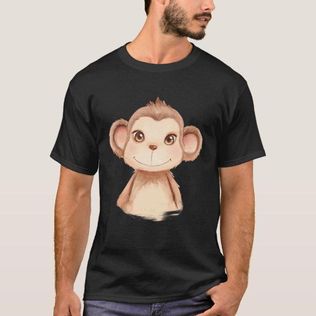Baby Monkey Infant Watercolor T-Shirt (Front)