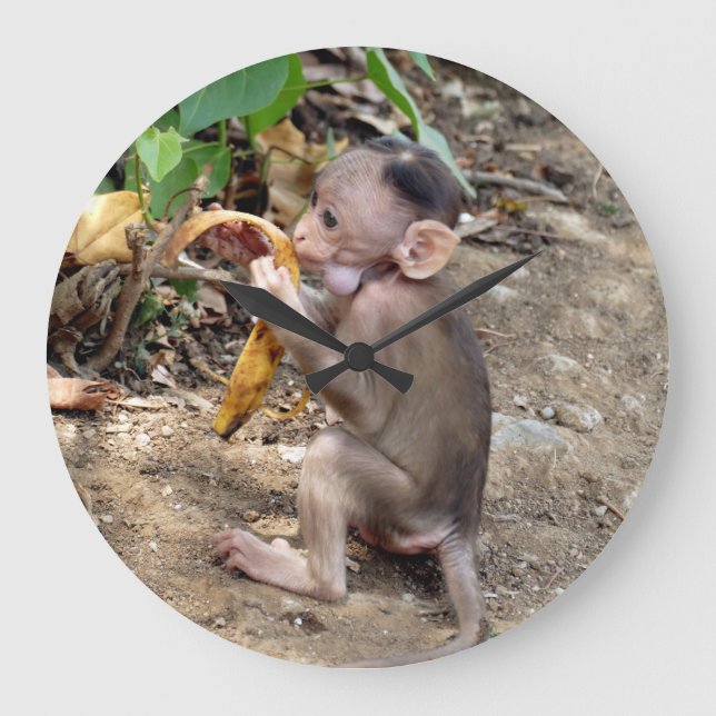Baby Monkey Large Clock (Front)