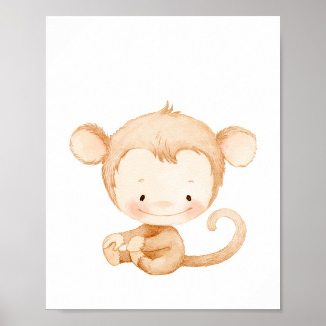 Baby Monkey Nursery Wall Art Print (Front)