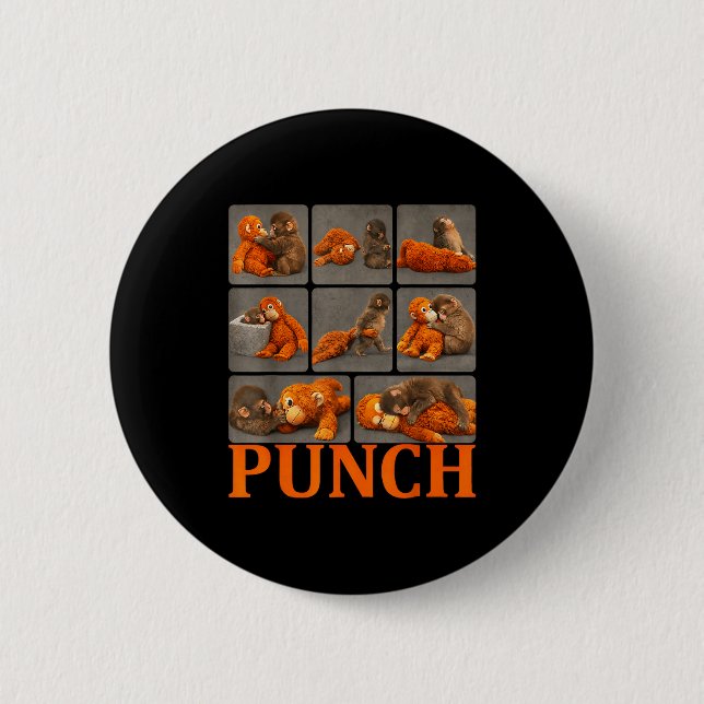 Baby monkey punch  6 cm round badge (Front)