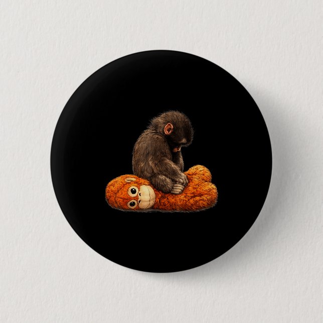 Baby monkey punch  6 cm round badge (Front)