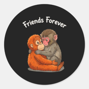 Baby monkey punch &amp; orangutan friends forever  classic round sticker
