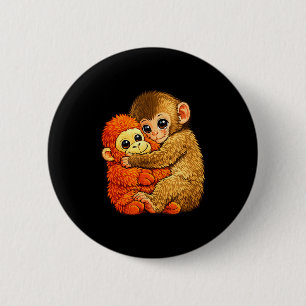 Baby monkey punch - funny monkey plush toy meme 6 cm round badge