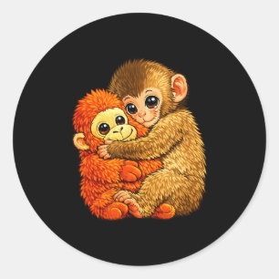 Baby monkey punch - funny monkey plush toy meme classic round sticker