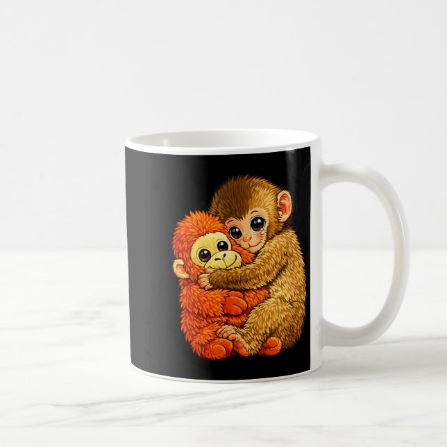 Baby monkey punch - funny monkey plush toy meme  coffee mug (Right)