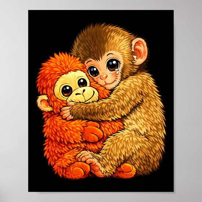 Baby monkey punch - funny monkey plush toy meme  poster (Front)