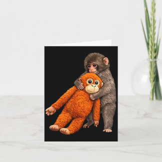 Baby monkey punch hugging  card