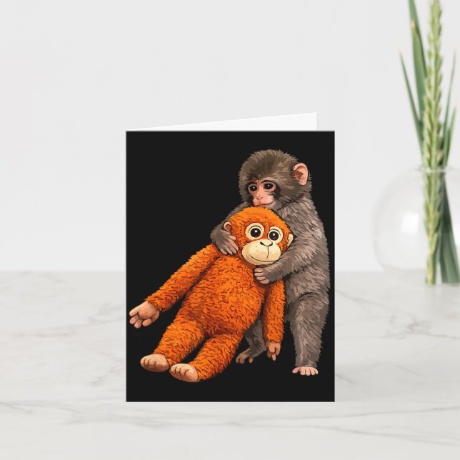 Baby monkey punch hugging  card (Front)