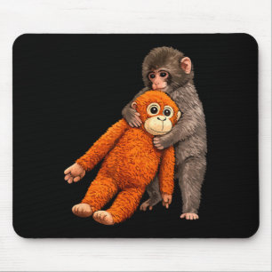 Baby monkey punch hugging mouse pad