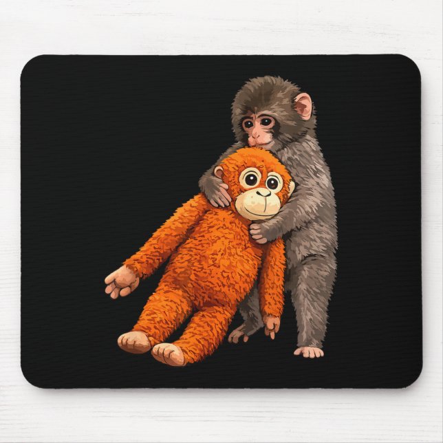 Baby monkey punch hugging  mouse pad (Front)