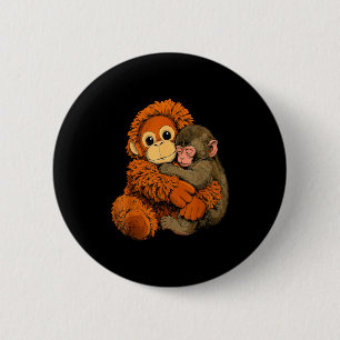 Baby monkey punch mama monkey toy warm hug cute  6 cm round badge