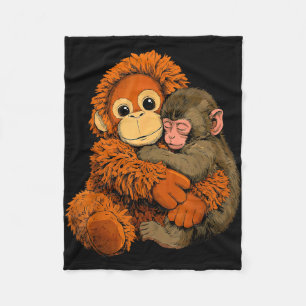 Baby monkey punch mama monkey toy warm hug cute fleece blanket