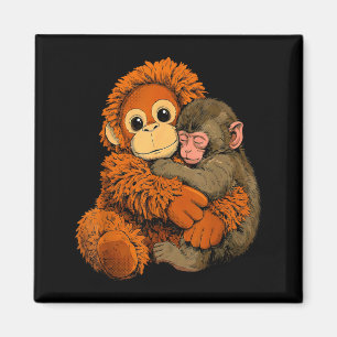 Baby monkey punch mama monkey toy warm hug cute magnet