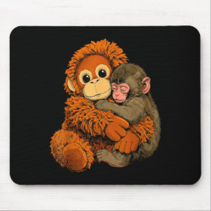 Baby monkey punch mama monkey toy warm hug cute  mouse pad
