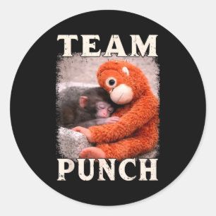 Baby monkey punch meme team punch trend meme classic round sticker