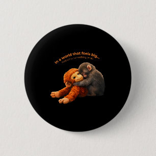 Baby monkey punch team punch hold on to something 6 cm round badge