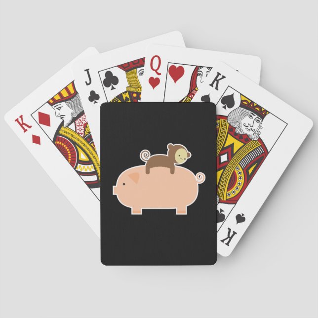 Baby Monkey Riding Backwards on a Pig Playing Cards (Back)