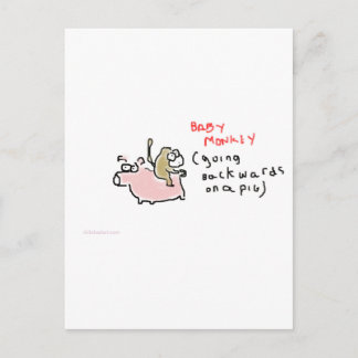 Baby Monkey (riding backwards on a pig) Postcard