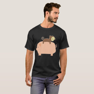Baby Monkey Riding Backwards on a Pig Women_s Pig T-Shirt