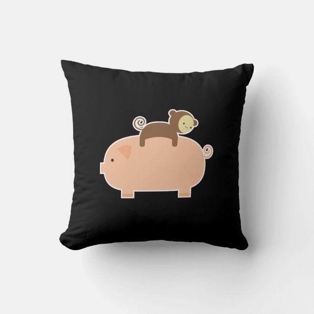 Baby Monkey Riding on a Pig Cushion (Front)