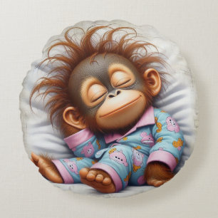 Baby monkey round cushion