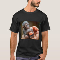 "Baby Monkey Sitting Holding Food in Hand Tee" 