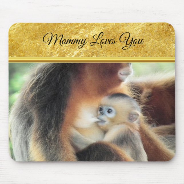 Baby Monkey sucking it's mothers milk. Mouse Pad (Front)