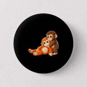 Baby monkey team punch cute animal retro style for 6 cm round badge