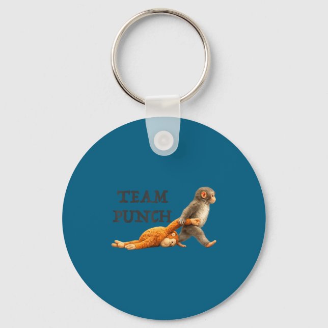 Baby monkey team punch funny monkey meme Baby monk Key Ring (Front)