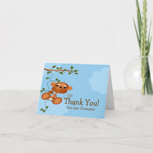 Baby Monkey Thank You Note Card (Front)