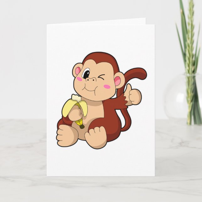 Baby Monkey with Banana Card (Front)