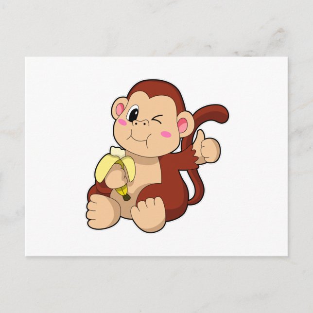 Baby Monkey with Banana Postcard (Front)