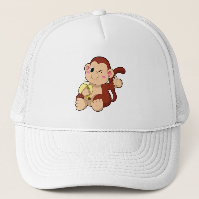 Baby Monkey with Banana Trucker Hat (Front)