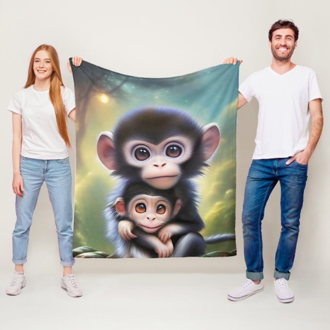 Baby Monkeys Fleece Blanket (In Situ)