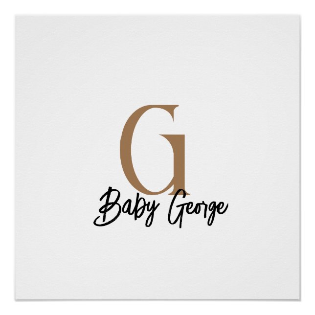 baby monogram unisex gift name personalize minimal poster (Front)