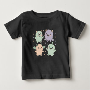 Baby Monsters Party Cute Pastel Halloween Friends Baby T-Shirt