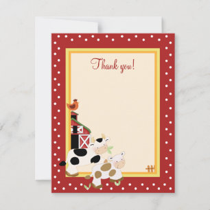 BABY MOO COW (Red) 4x5 Flat Thank you note Note Card