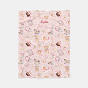 Baby Moon Star Bear Toys Themed Personalised Fleece Blanket