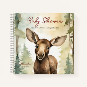 Baby Moose Baby Shower Guest Gift List Notebook